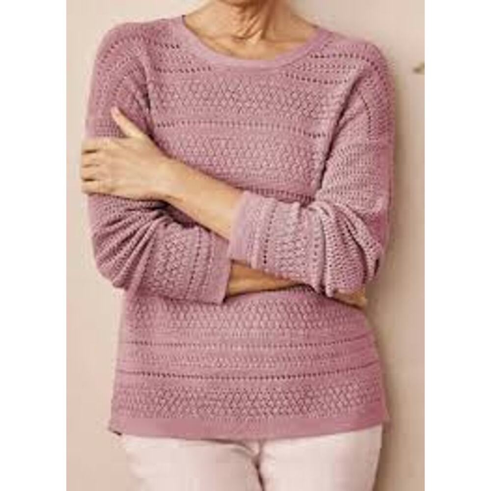 J.Jill Light mauve Open Knit Long Sleeve Sweater XS Petite